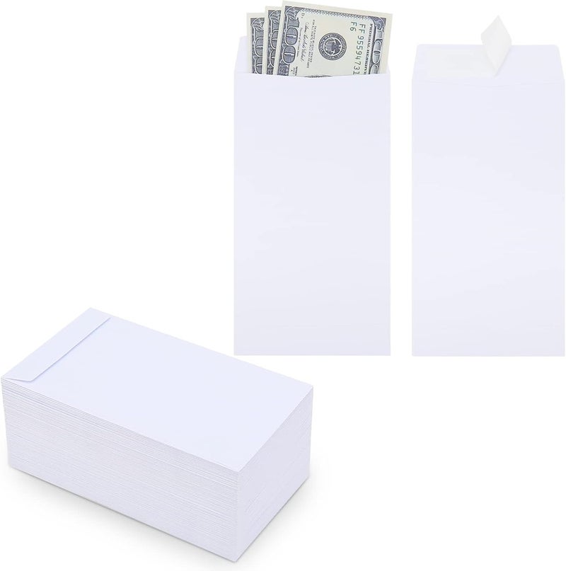 Keketer 200 Pack Cash Envelopes Self adhesive 6.7x3.5 Inch, Fit for Envelope Money Saving Challenge, White 120 GSM Thick Money Envelopes for Cash, Budgeting, Tips, Check, Coin & Tickets - Image 1